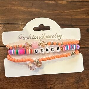 Fashion Jewelry Beach Bracelet Set - Pink and Orange